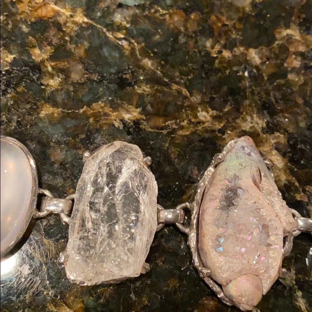 ⭐️ Amethyst, Moonstone, Druzy Bracelet Sterling Silve
